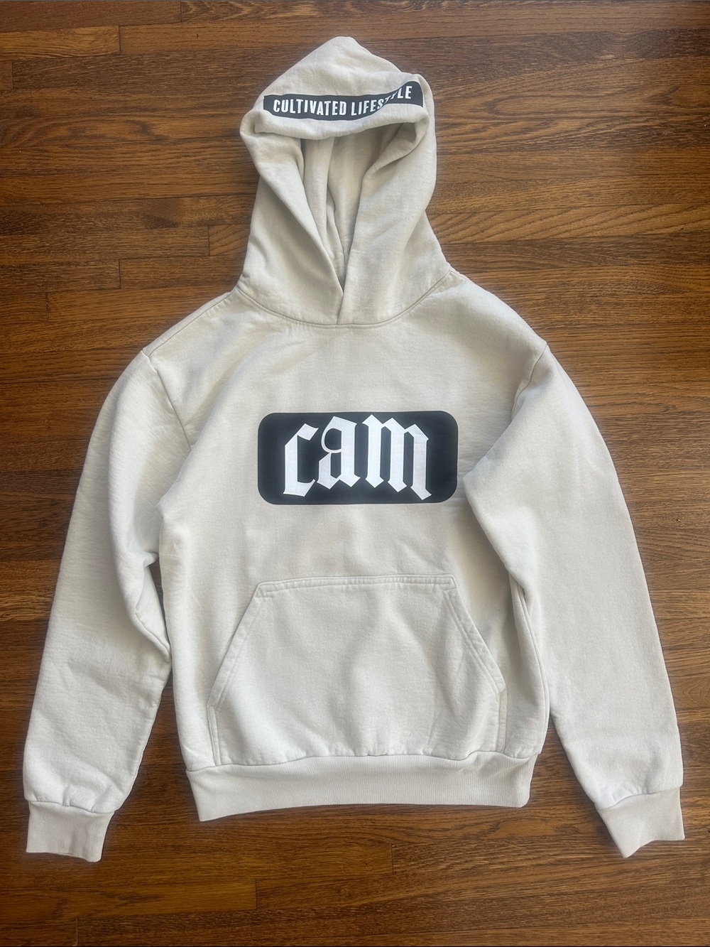 CAM Logo Cream Hooded Sweatshirt -